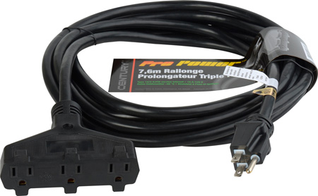 MILSPE-D15623100 Pro Power Tri-Tap Cordset 12-3 AC Extension Cord, Black - 100 ft.