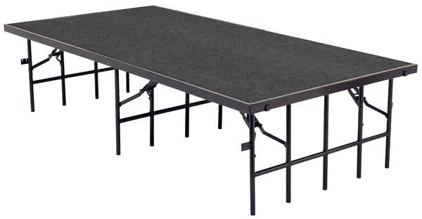 Portable Stage with Carpet, 48 x 96 x 8 in. - Grey