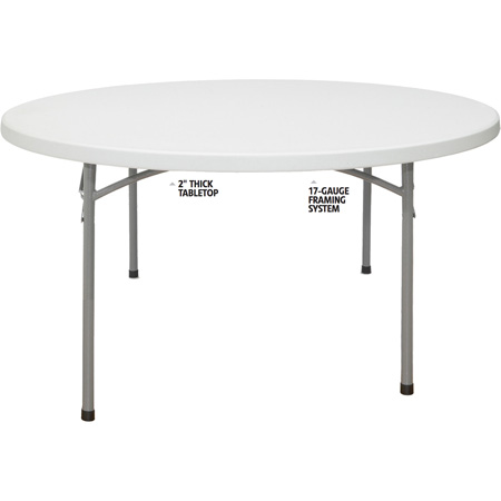 NPSBT60R Plastic Blow Molded Grey Round Folding Table - 60 in.