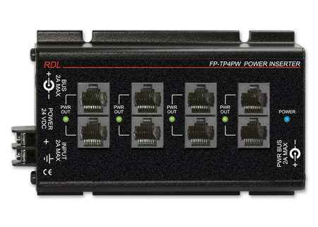 RDL-FP-TP4PW Power Inserter - Twisted Pair - Four sets of outputs - Signal Loop-Through