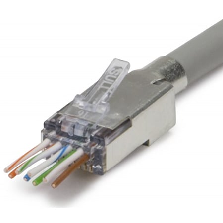 ezEX48 10G RJ45 Shielded Connector with External Ground for Conductor Range 0.43-0.048in - Pack of 25