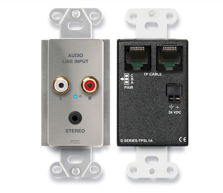 RDL-DS-TPSL1A Active Single-Pair Sender - Twisted Pair Format-A - Mini-Jack & Stereo RCA In