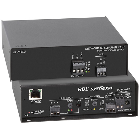 Picture of Radio Design Labs RDL-SF-NP50A Network to 50W Mono Audio Amplifier - 70V or 100V - Dante - Includes North American Power Cord
