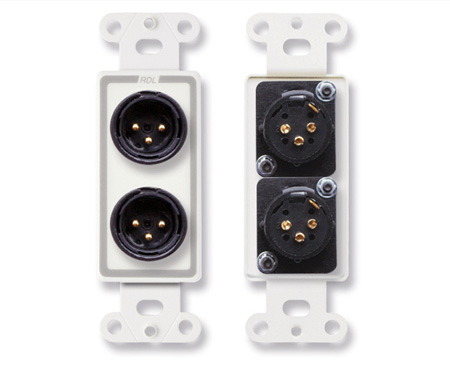 RDL-D-XLR2M Dual XLR 3-pin Male Jacks on Decora Wall Plate - Solder type