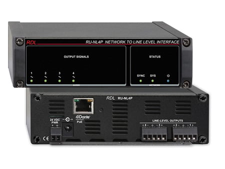 RDL-RU-NL4P Network to Line Level Interface - PoE