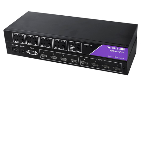 Picture of Smart-AVI SAVI-HDR-4X4-PLS 4K Resolution 4 x 4 HDMI Matrix Switcher with IR Remote & RS232 Control