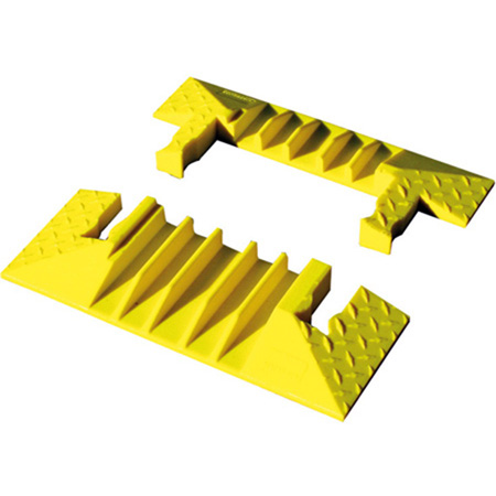 Picture of Checkers Safety Products CHK-YJ5EB-125-Y Jacket Heavy Duty Cable Protector 5 Channel End Cap - Yellow, Set of 2