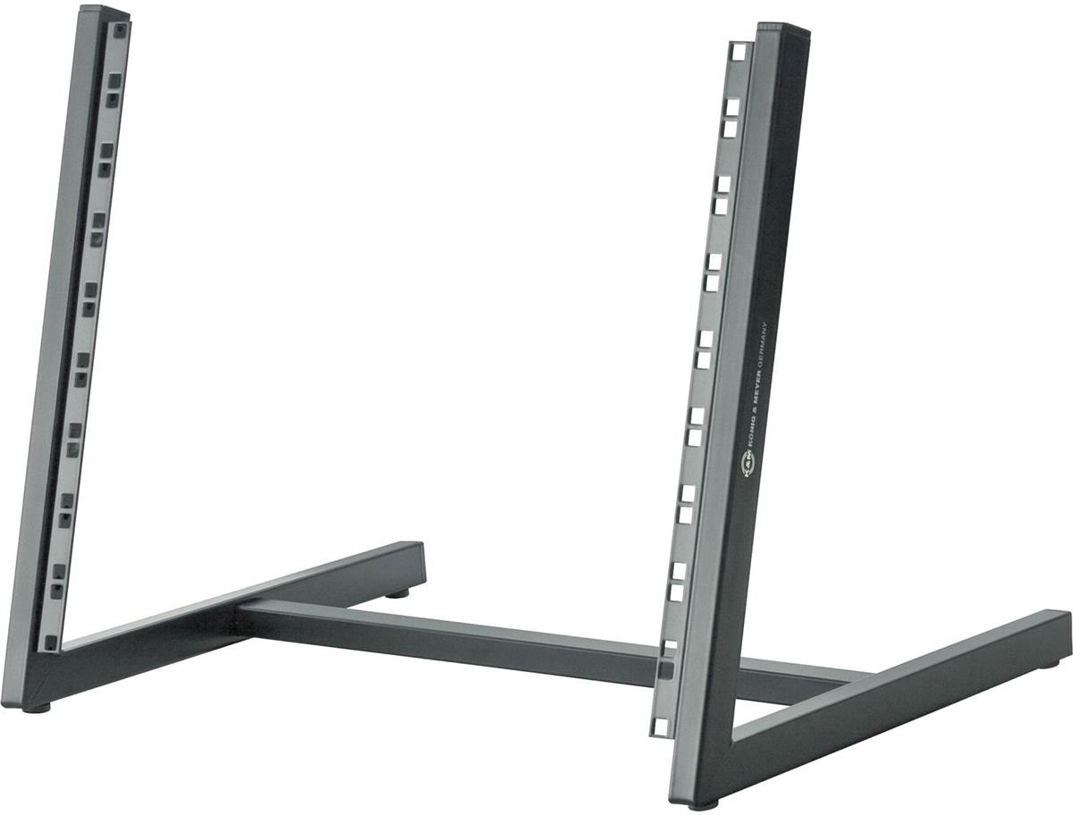 8-Space 19 in. Rack Desk Stand, Sturdy U-Profile with Steel Rack Rails - Black