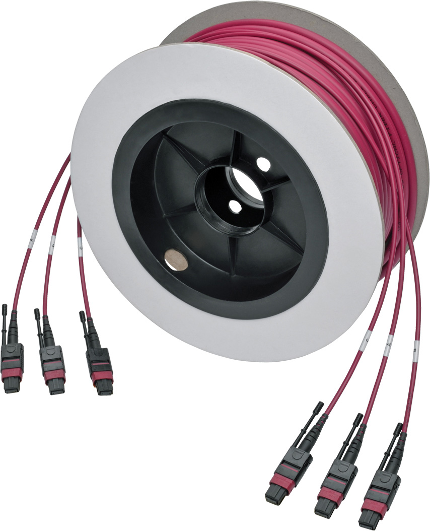Picture of Tripp Lite N858-23M-3X8-MG 23m 24-Fiber MTP MPO OM4 Base-8 MMF Trunk Cable, 40 by 100GbE 3X- Magenta