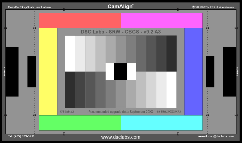 Picture of DSC Laboratories DSCL-SRW3-CBGS ColorBar & GrayScale Senior CamAlign Chip Chart