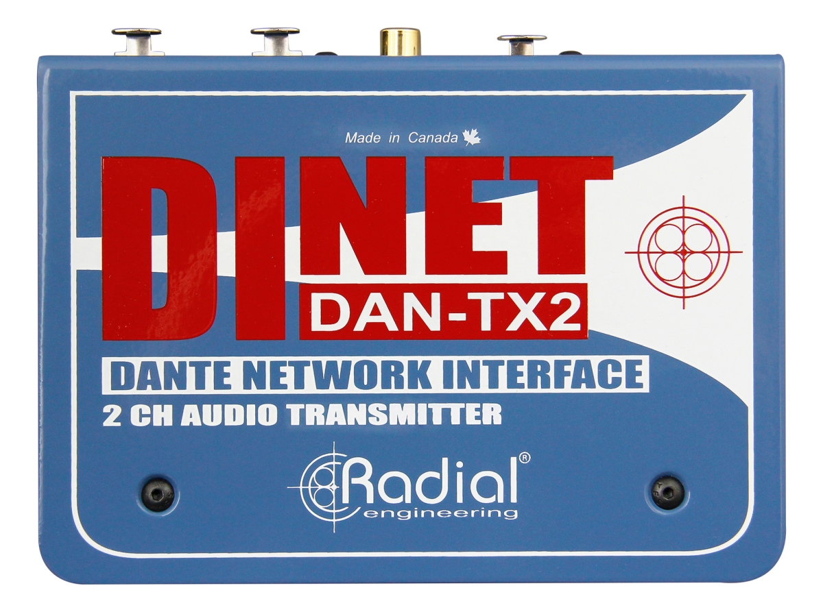Picture of Radial Engineering RAD-DINETDANTX2 Dante Network Transmitter - Stereo Line level XLR & TRS Inputs with Level Controls