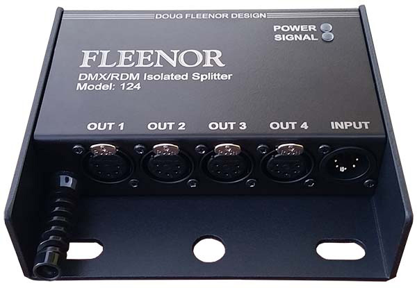 Doug Fleenor Design DFD-124-3 Output Bi-Directional DMX Splitter with 3-Pin XLR Connectors&#44; Black