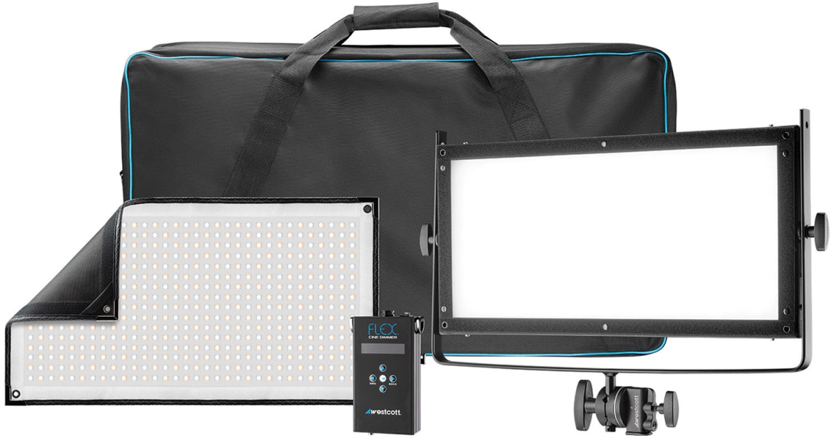 WES-7639 1 x 2 ft. Flex Cine Bi-Color 1-Light Gear Kit