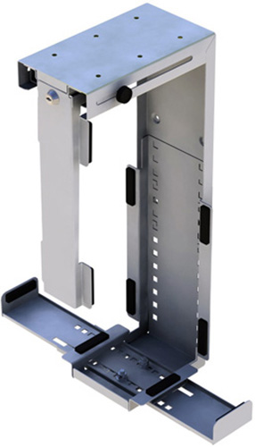 Side or Under Desk Mount Locking CPU Holder - Silver