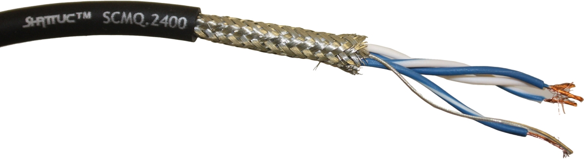 SCS-SCMQ-2400 24 AWG 4 Conductor OS Highly Flexible Star Quad Microphone Cable, White & Blue