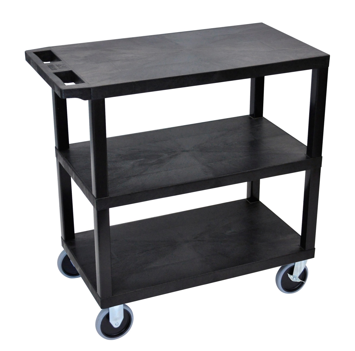 Three Shelf Utility Cart-HD Casters, Black