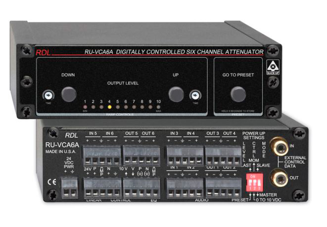 RDL-RU-VCA6A Digitally Controlled Six Channel Audio Attenuator