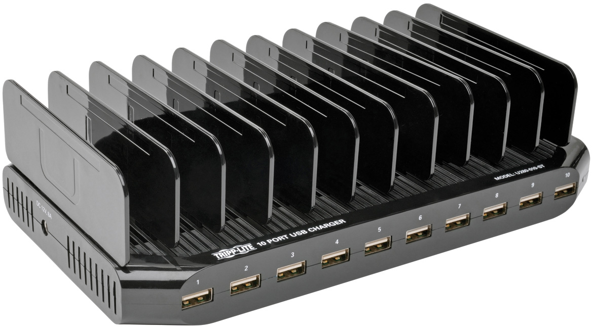 Tripp Lite TRL-U280-010-ST 10-Port USB Charging Station with Adjustable Storage - 12V 8A & 96 watt USB Charger Output