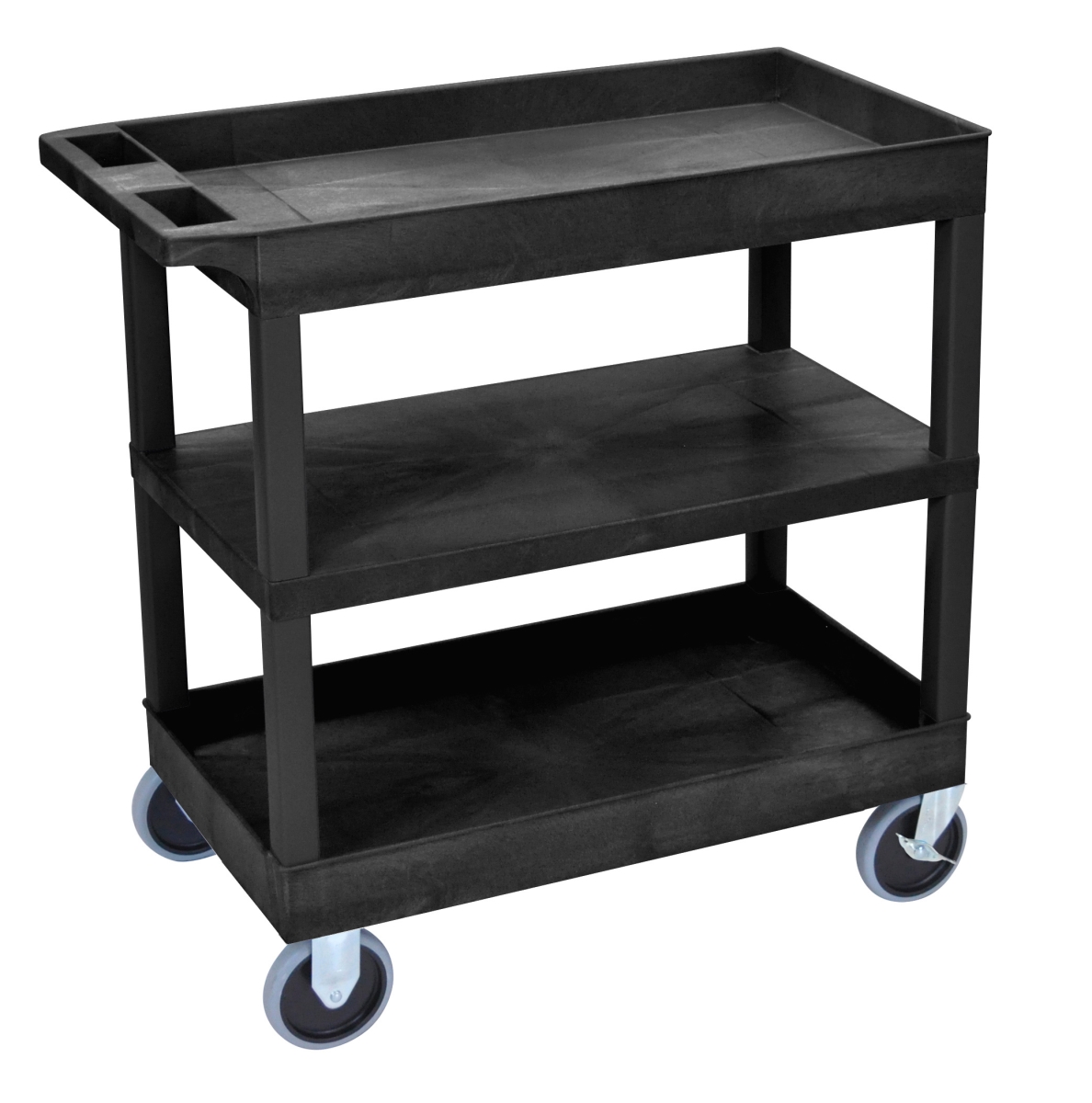Three Shelf Utility Cart-HD Casters, Black