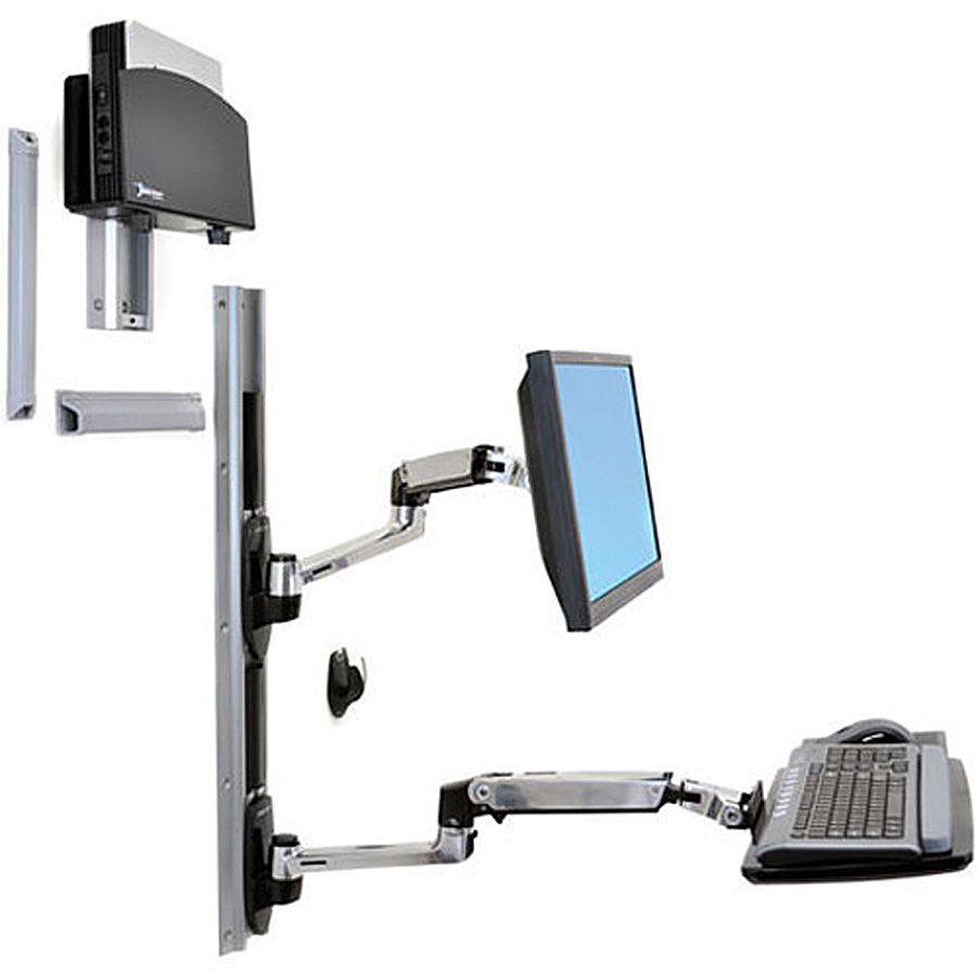 ERGO-45-253-026 Wall Mount Track for Flat Panel Display-24 in. Screen Support - Aluminum - 25 lbs