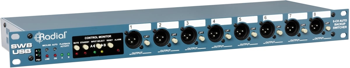 RAD-SW8-USB 8 Channel Line Level Auto Switcher & USB Interface