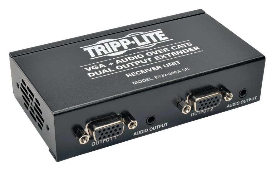 Picture of Tripp Lite TRL-B132-200A-SR Dual VGA with Audio Over Cat5-Cat6 Extender Box-Style Receiver 1440 x 900 at 60 Hz Up to 300 ft.