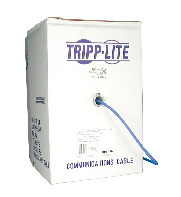 Tripp Lite TRL-N020-01K-BE Cat5e 350MHz Bulk Stranded-Core PVC Cable, Blue - 1000 ft.