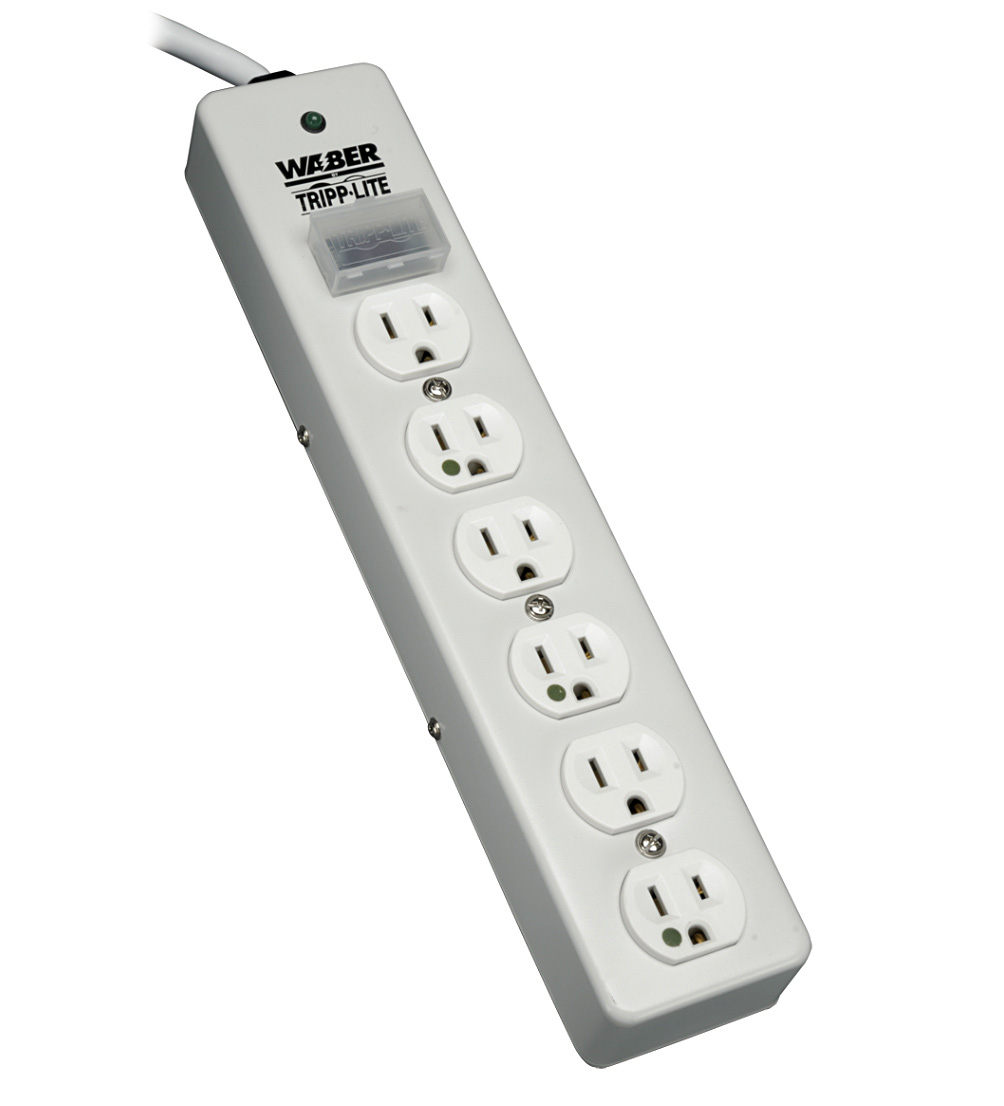 Tripp Lite TRL-SPS610HGRA Surge Protector Strip Medical RT Angle Plug 6 Outlet 10 ft. Cord