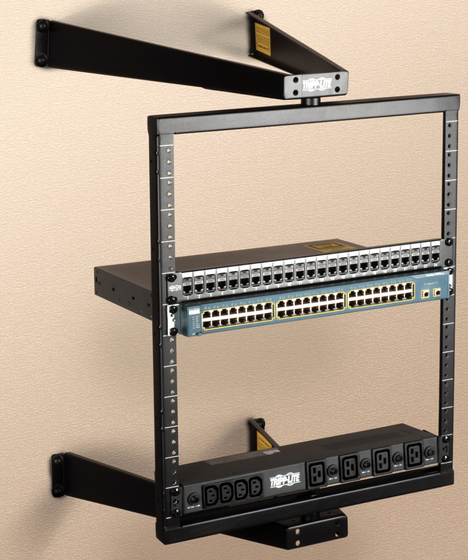 Tripp Lite TRL-SRWO12US Flat-Pack Low-Profile Wall-Mount Pivoting 2-Post Open Frame Rack - 31 x 20 x 20 in.