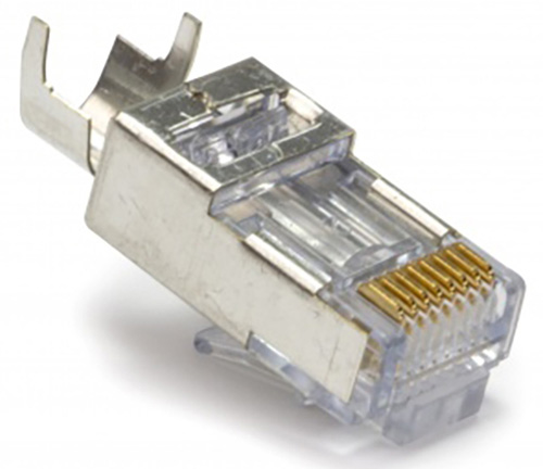 PLAT-100022C EZ-RJ45 Cat5-5e-6 Shielded Connectors with External Ground - Solid or Stranded - Clamshell - Pack of 50
