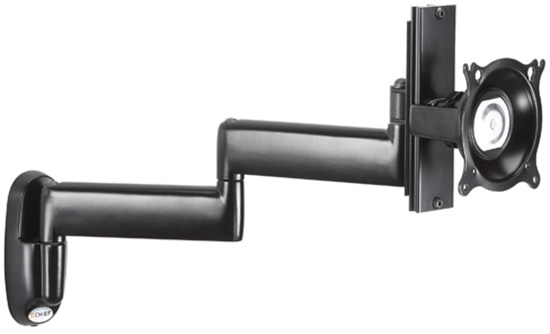 Dual Arm Wall Mount with Height Adjustment-Single Monitor, Black