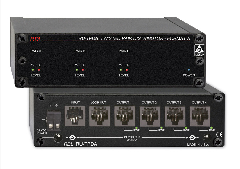 RDL-RU-TPDA Active Distributor-Twisted Pair Format-A-Format-A Input to Four Outputs
