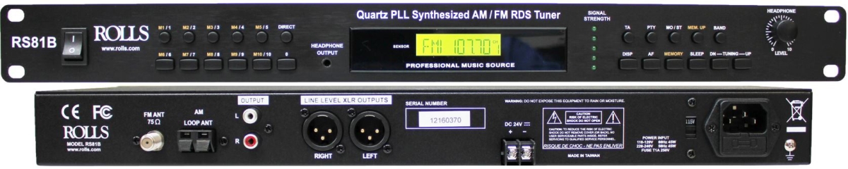 Picture of Rolls RLS-RS81B Quartz PLL Synthesized AM & FM Tuner - Included Remote with Li-Ion Battery