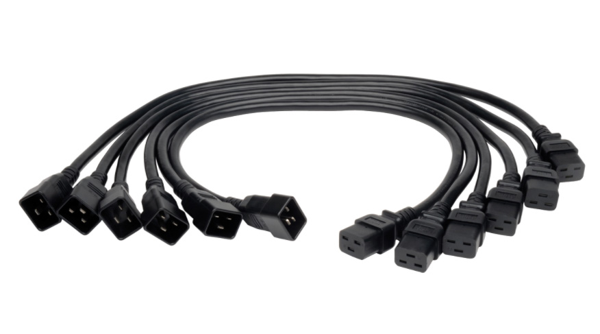Tripp Lite TRL-P036-002-6 2 ft. Heavy-Duty Power Extension Cord 20A 12 AWG IEC-320-C19 to IEC-320-C20 - Pack of 6