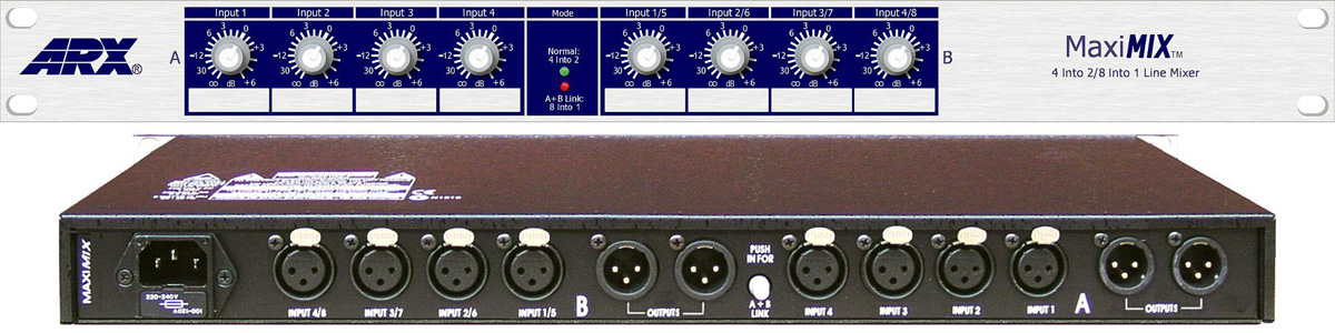 Picture of ARX America ARX-MAXI-MIX 2 Independent Mixdown-4 Into 2 or 8 Into 1 Line Audio Mixer