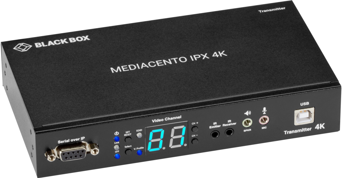 Picture of Black Box BBX-VXHDMI4KIPTX MediaCento IPX 4K Transmitter HDMI USB Serial IR Audio