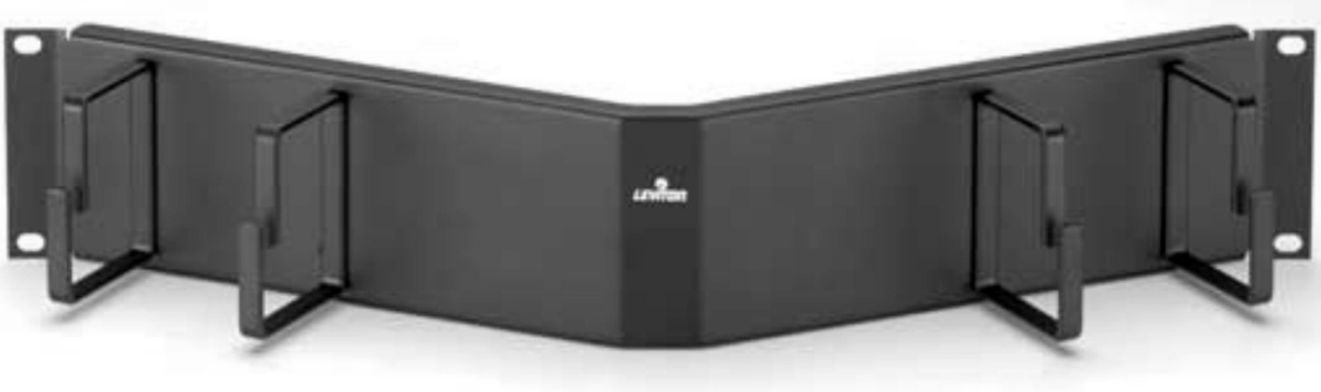 LEV-49254-BCM 2 in. Angled Horizontal Patch Cord Organizer-2 RU D-Rings