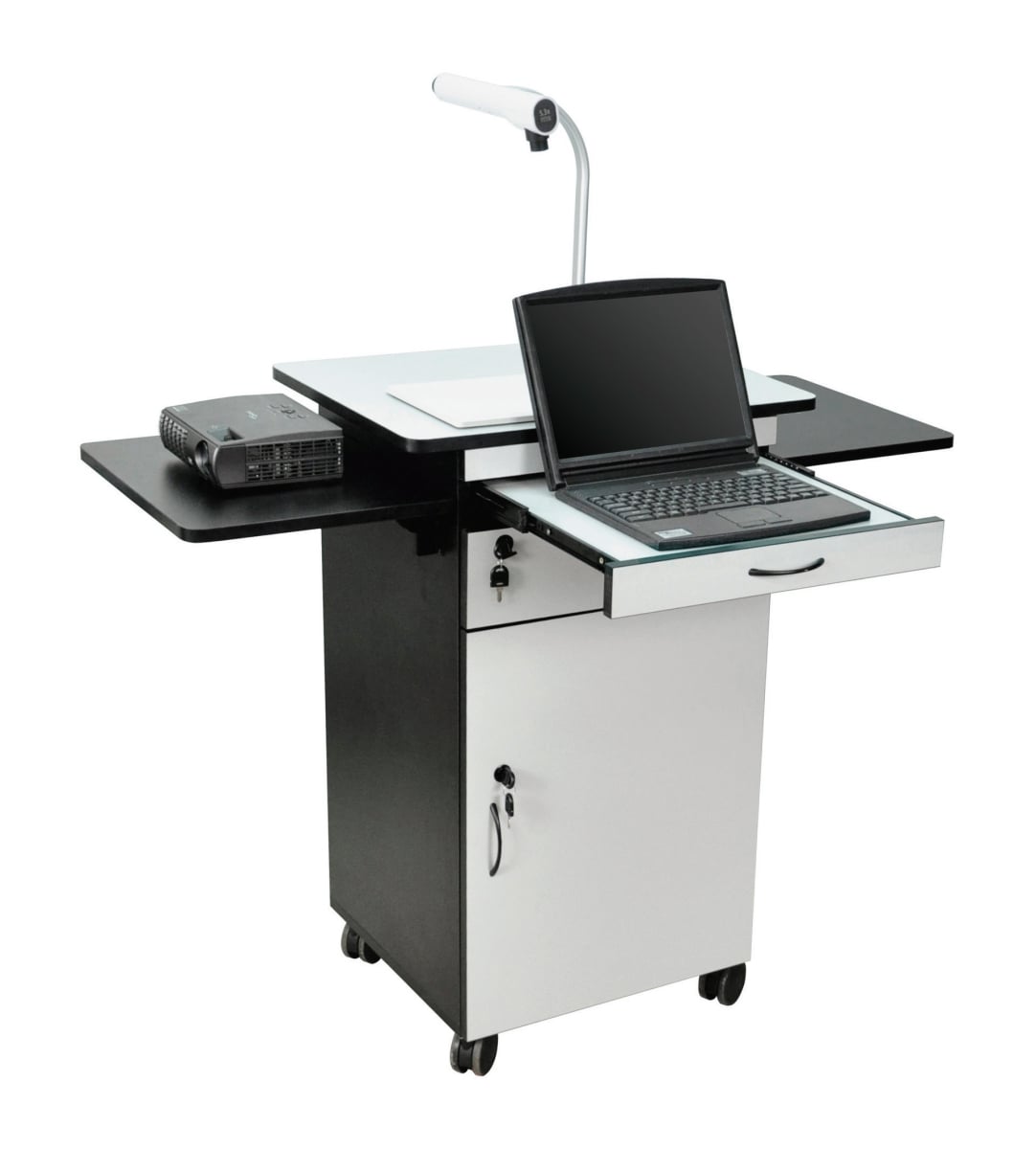 Wood Multimedia Workstation Cart