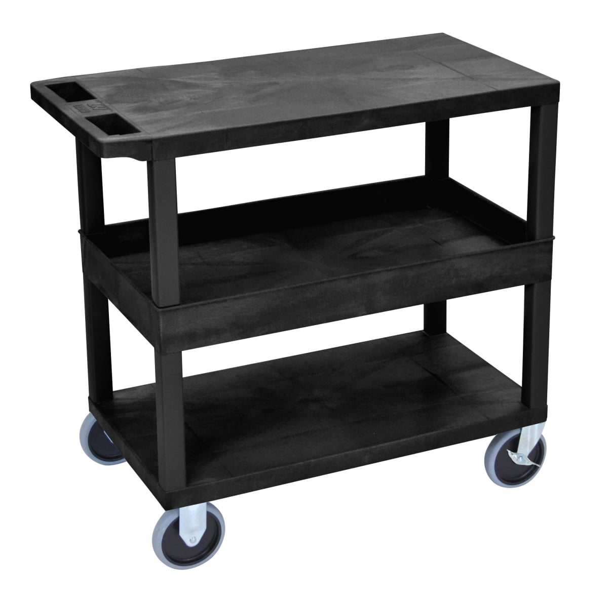 LUX-EC212HD-B Three Shelf Utility Cart-HD Casters