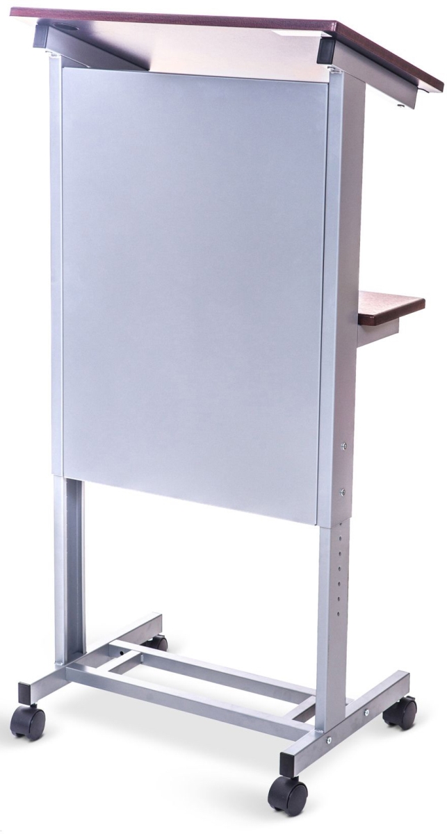 Picture of Luxor LUX-LX-ADJ-DW Rolling Adjustable Height Podium - 23.5 x 15.5 in.