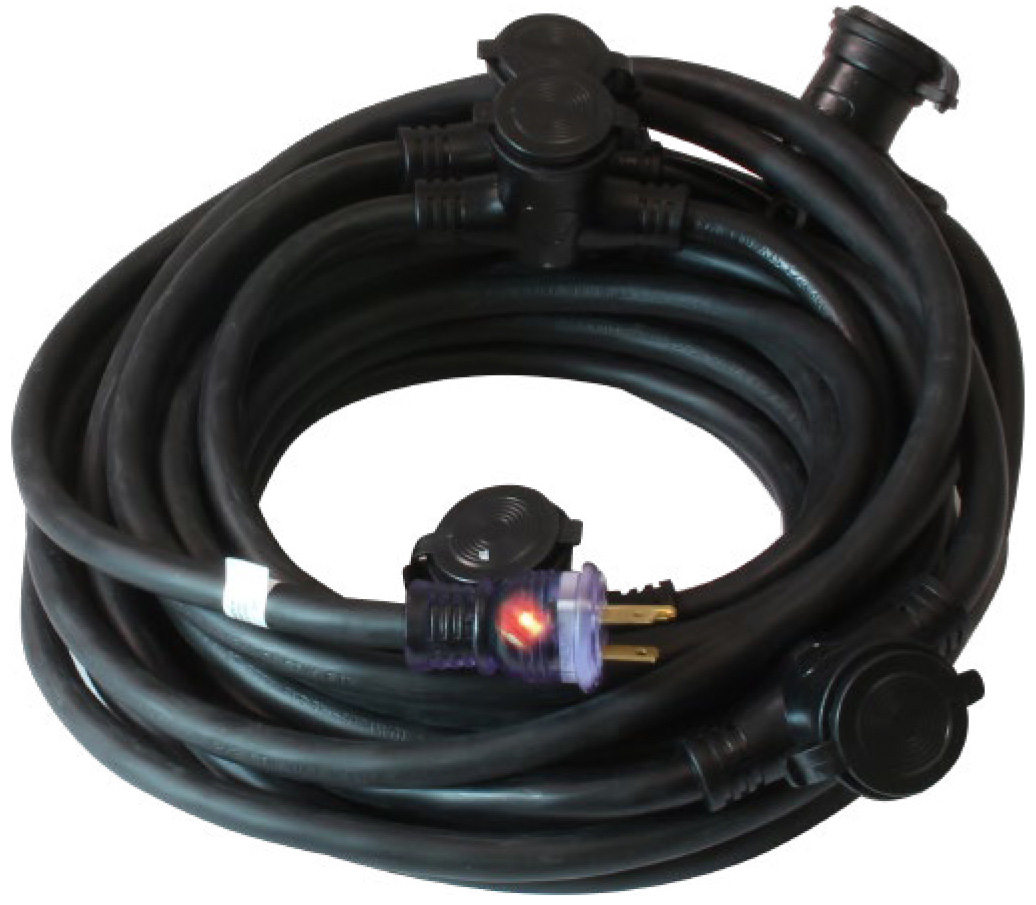 MILSPE-D12422050 STW 12-3 ProCap Multi-Outlet Cord- Outlets at 10 ft. Intervals, Black - 50 ft.