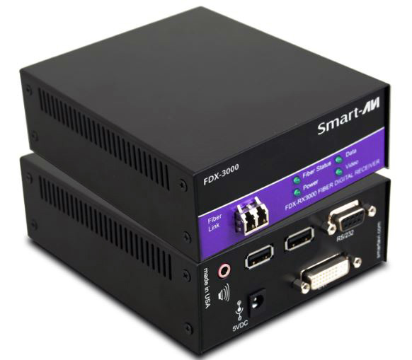 Picture of Smart-AVI SAVI-FDX-3000S DVI-D Stereo Audio USB 1.1 RS-232 Multimode Fiber Extender Up to 1400 ft.