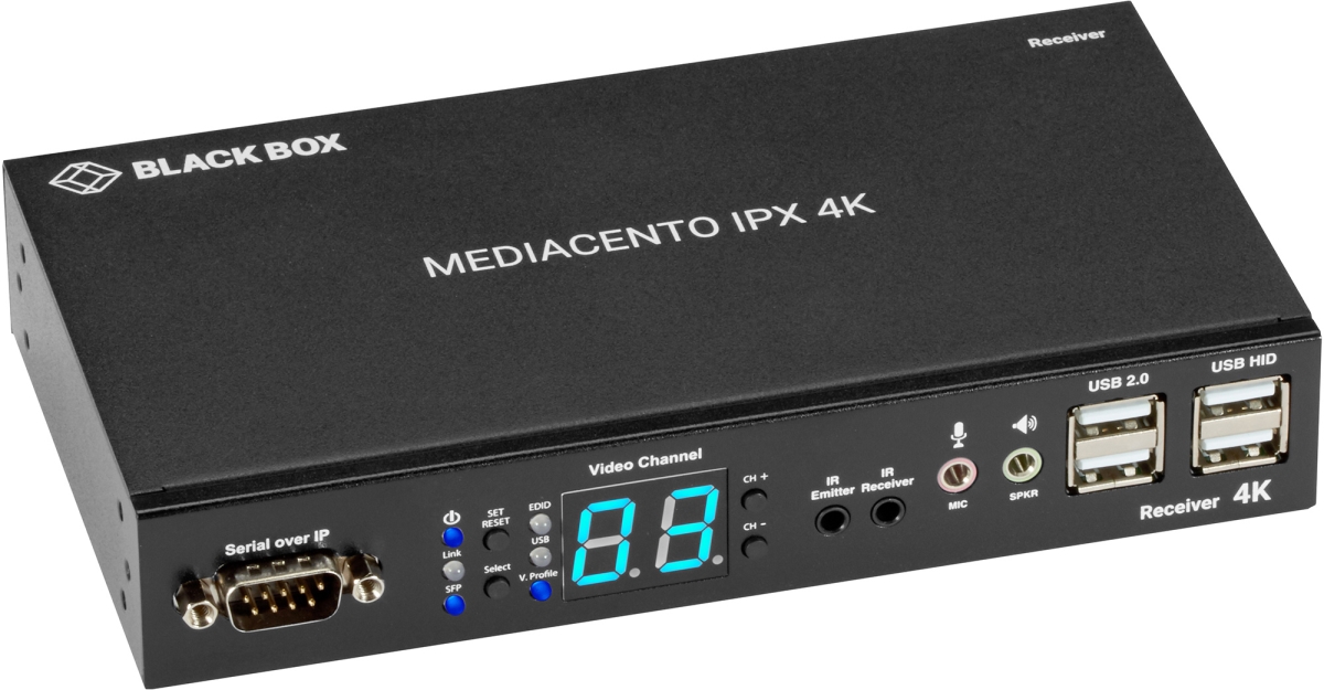 Picture of Black Box BBX-VXHDMI4KIPRX MediaCento IPX 4K Receiver HDMI USB Serial IR Audio
