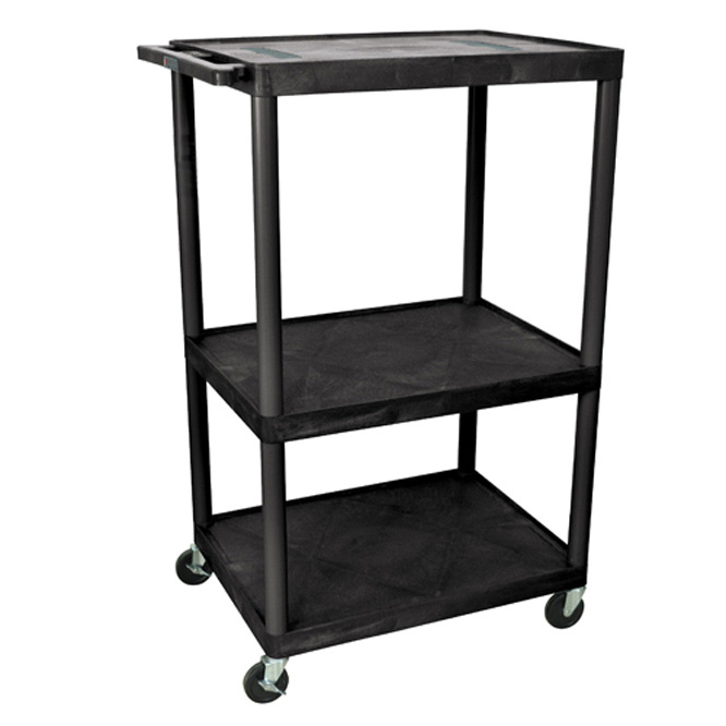 LUX-LE54-B 54 in. Endura AV Cart - Three Shelves -  Luxor