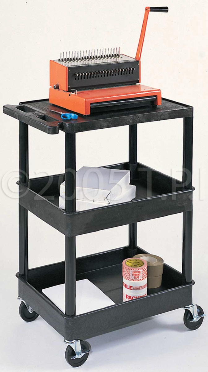 LUX-STC211B 18 x 24 in. Three Shelf Tub Cart, Black