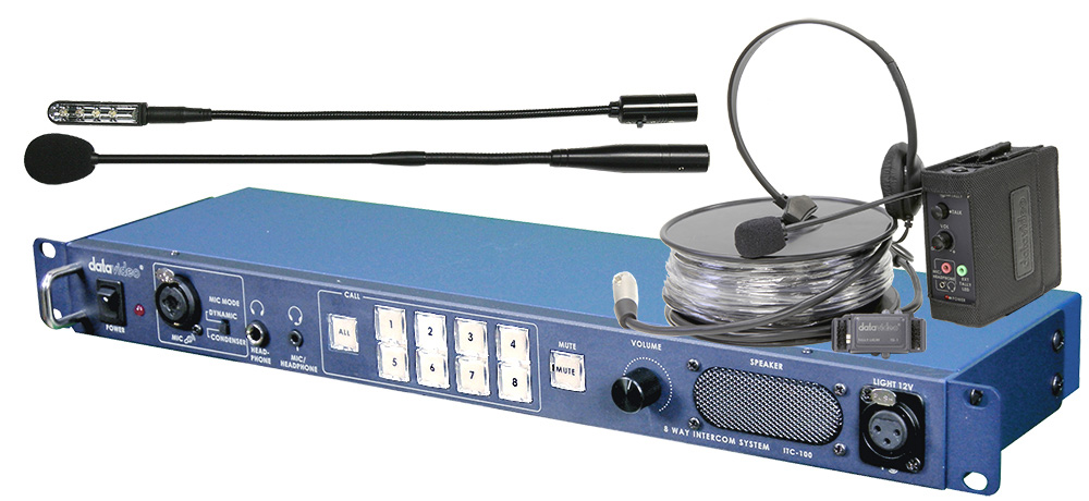 Picture of Datavideo DV-ITC100 Intercom Base Station & 4-User Headset & Beltpack Kit