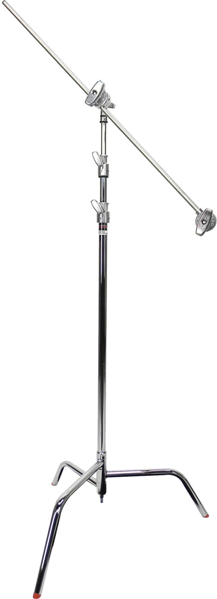MSE-339764 40 in. Double Riser Spring Loaded Folding C-Stand with Grip Head & Arm, Chrome