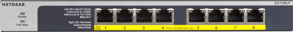 NG-GS108LP100NAS 8-Port Poe & Poe Plus Gigabit Ethernet Unmanaged Switch -  Netgear