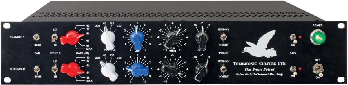 THER-SNOW-PETREL 2U 19 in. Extra Gain 2-Channel Mic Amp & Preamp - Optimized For Ribbon Mics