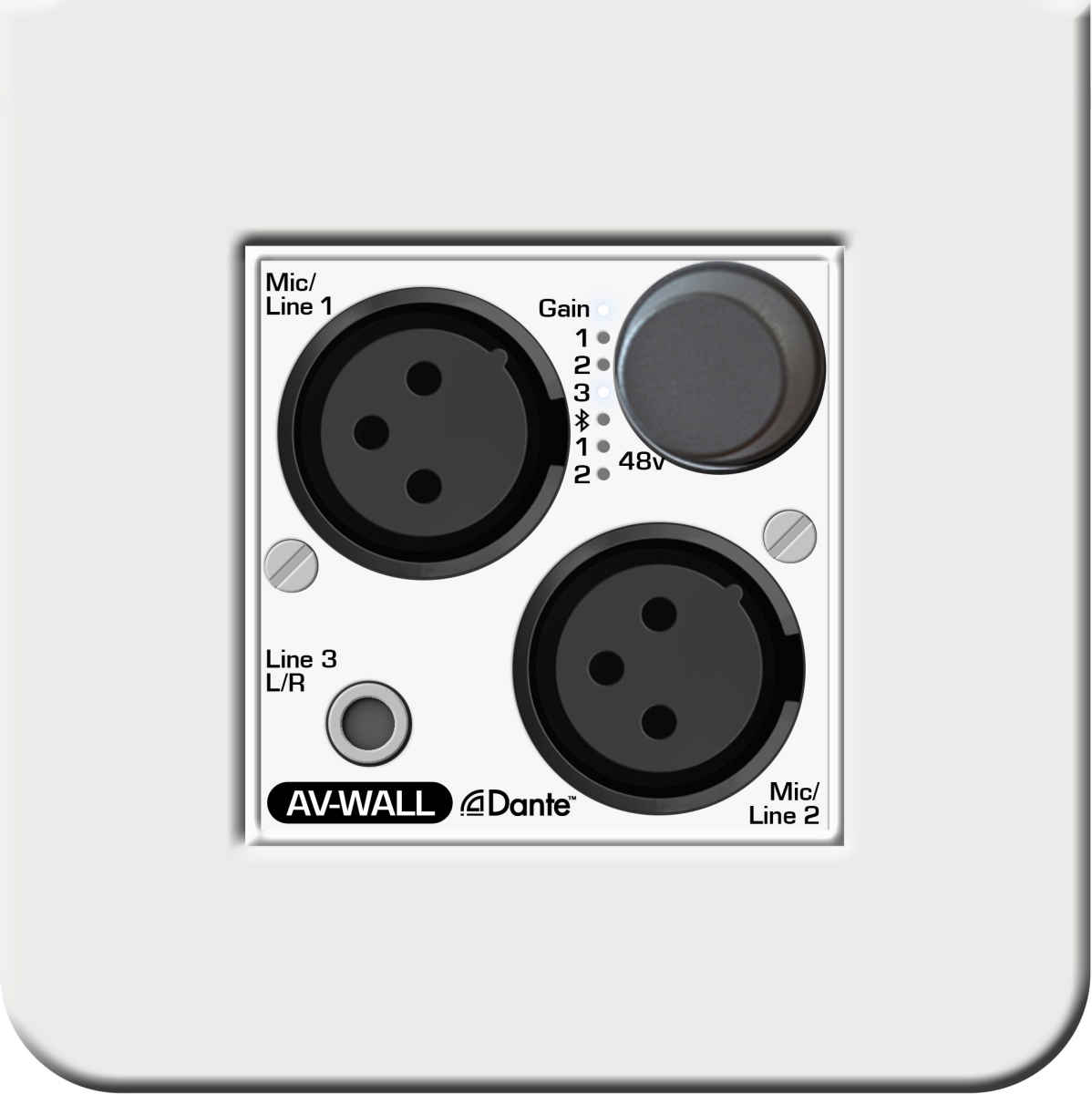 AV-WALL-DT4I-LE Dante Super Compact Mic & Line Interface for Wall-Mount Version & Without Rotary Encoder